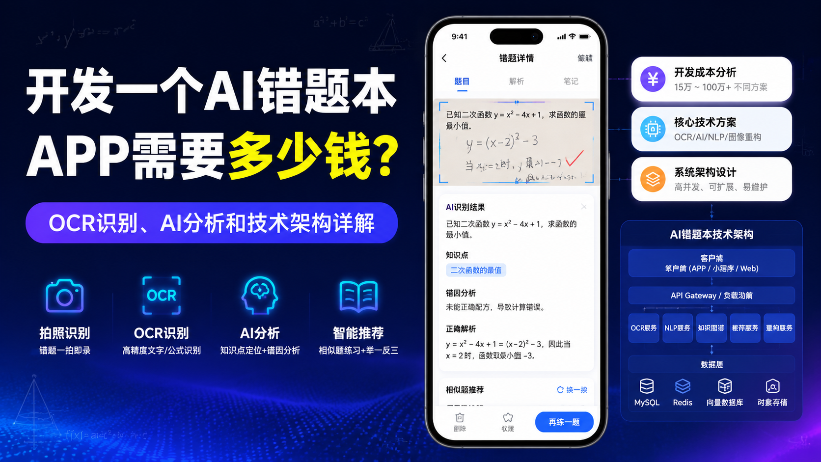 开发一个AI错题本APP需要多少钱？OCR识别、AI分析和技术架构详解